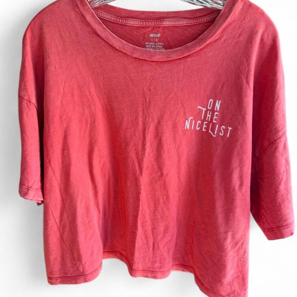 Aerie red "On the Nice List" graphic tee in a L